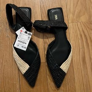 Zara Woven Rafia Sling Backs